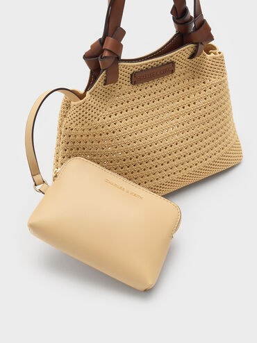 Mini Ida Knitted Tote Bag, Beige, hi-res