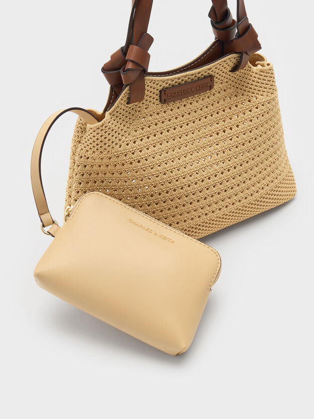 Mini Ida Knitted Tote Bag, Beige, hi-res