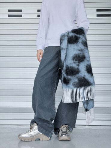 Yunna Metallic Leather & Recycled Fabric Chunky Sneakers, Silver, hi-res