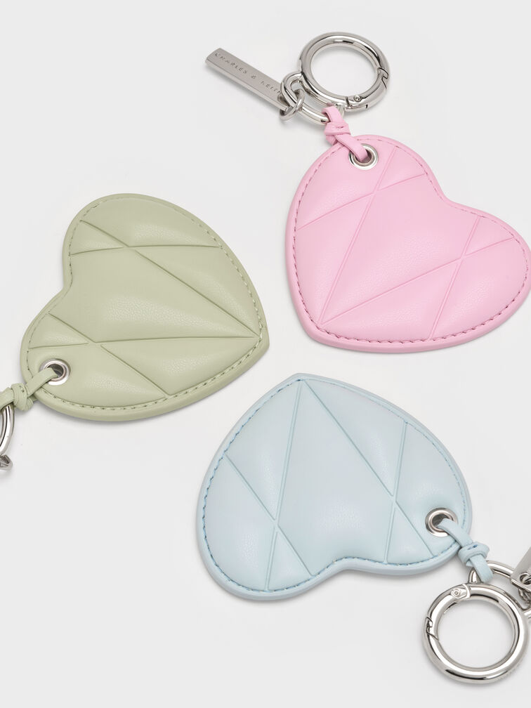 Heart Quilted Mirror Charm, Sea Salt Blue, hi-res