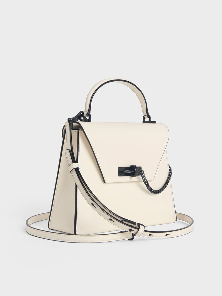 Samantha Envelope Top Handle Bag, Cream, hi-res