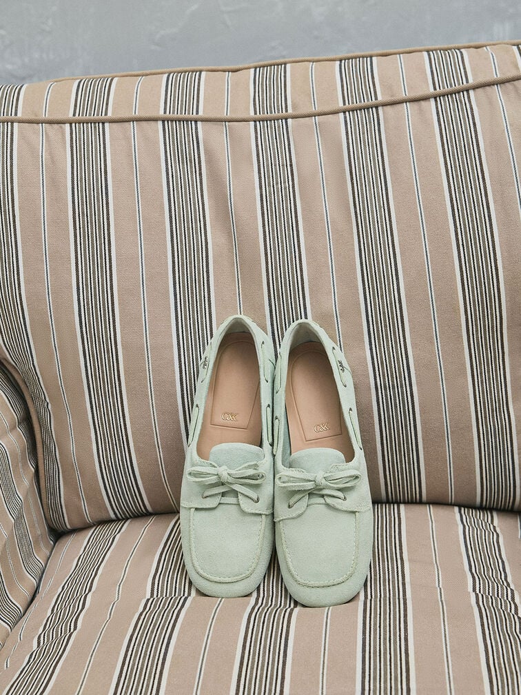 Kori Suede Boat Shoes, Mint Green, hi-res