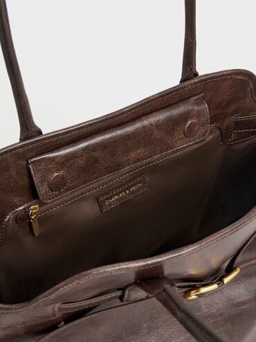 Victoria Belted Trapeze Tote Bag, Distressed Coffee, hi-res