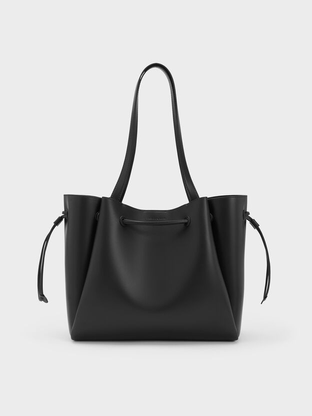 Hanya Drawstring Tote Bag, Jet Black, hi-res