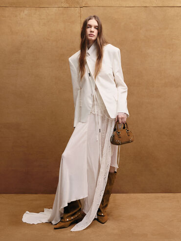 Bobbie Recycled Suede Studded Top Handle Bag, Sienna Brown, hi-res