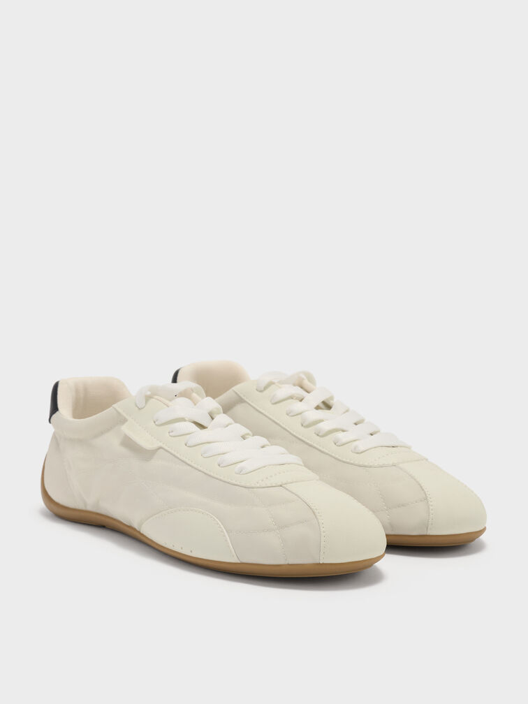 Nylon Contrast-Panel Low-Top Sneakers, Chalk, hi-res