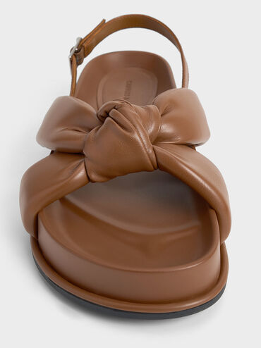 Rosetta Knotted Puffy Sandals, Cognac, hi-res