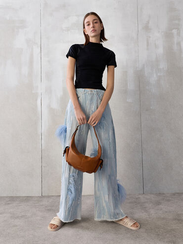 Bessie Side-Pocket Hobo Bag, Distressed Tan, hi-res