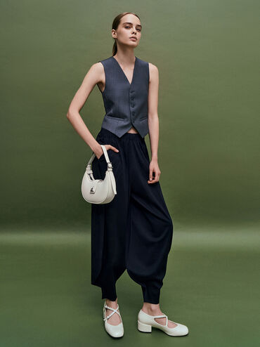 Trice Metallic-Accent Belted Shoulder Bag, Chalk, hi-res