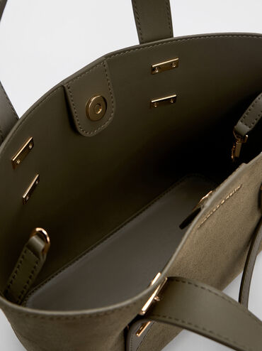 Mini Shania Recycled Suede Double-Handle Tote Bag, Deep Olive, hi-res