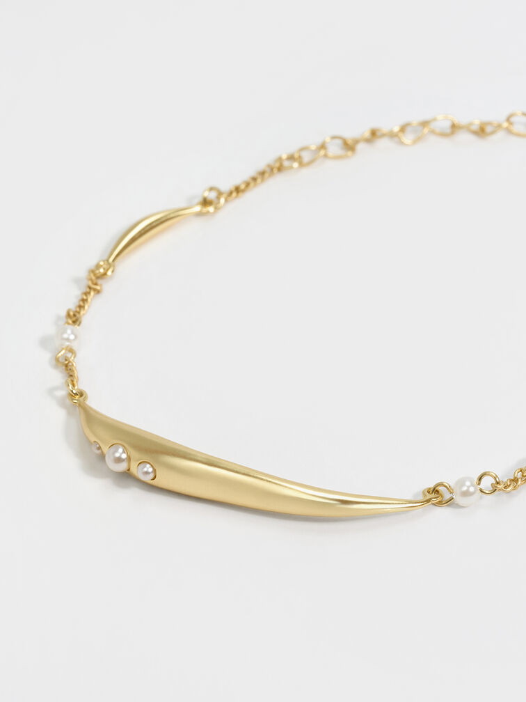 Corrine Pearl Sculptural Bracelet, Brush Gold, hi-res