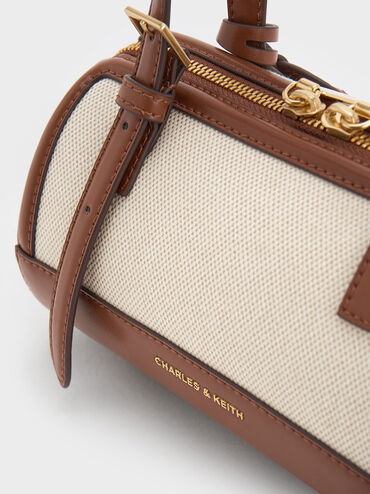 Enola Canvas Two-Tone Bowling Bag, Chocolate, hi-res