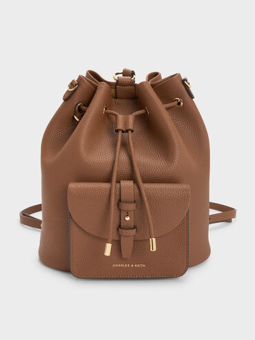 Beryl Drawstring Backpack, Chocolate, hi-res