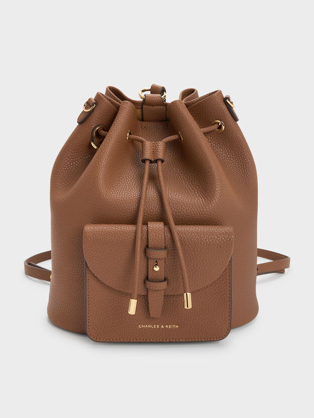 Beryl Drawstring Backpack, Chocolate, hi-res