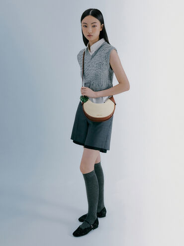 Blume Canvas Braided Curved Hobo Bag, Taupe Canvas, hi-res