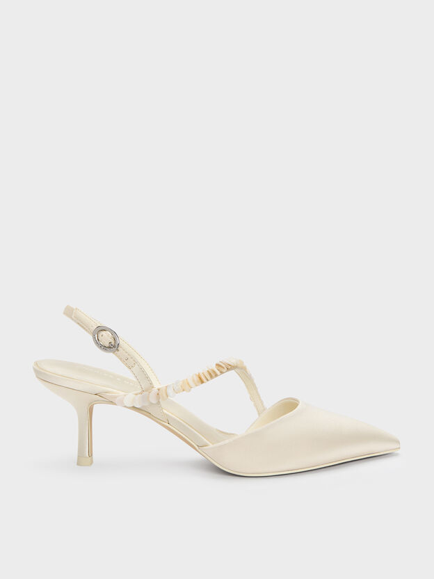 Briella Sequinned Slingback Pumps, Cream, hi-res