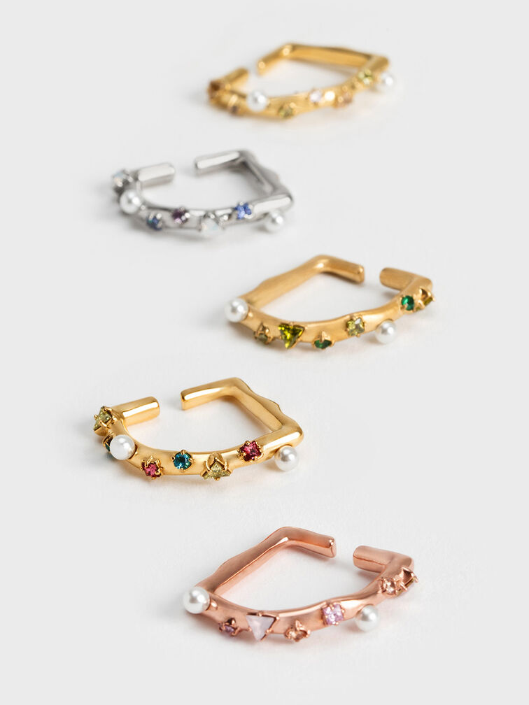 Pearl & Crystal-Embellished Ring, Lilac, hi-res