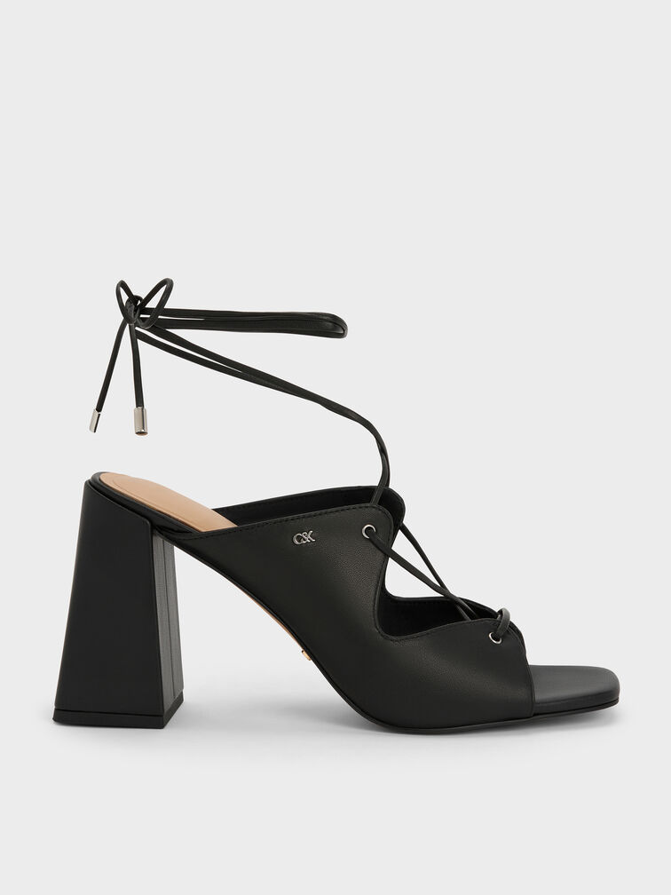 Jianna Leather Heeled Sandals, Black, hi-res