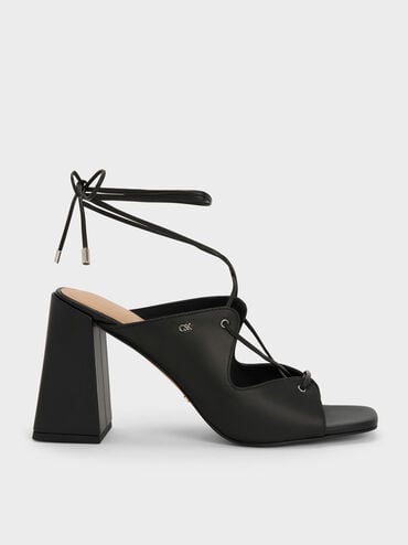 Jianna Leather Heeled Sandals, Black, hi-res