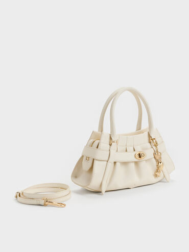 Isolde Belted Ruched Crossbody Bag, Cream, hi-res