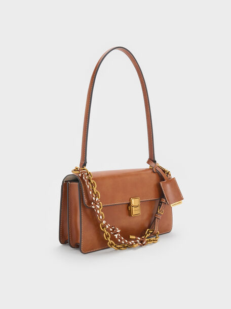 Acelynn Rope-Chain Shoulder Bag, Distressed Tan, hi-res