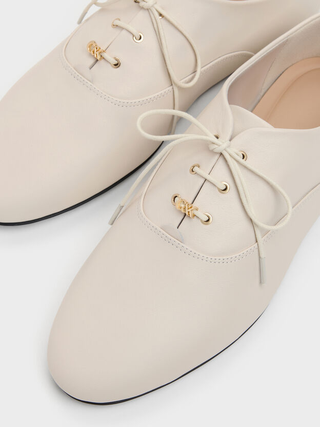 Pippa Leather Derby Flats, Chalk, hi-res