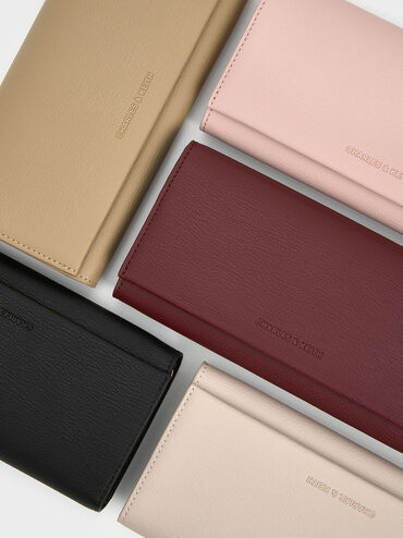 Muriel Front Flap Long Wallet, Sand, hi-res