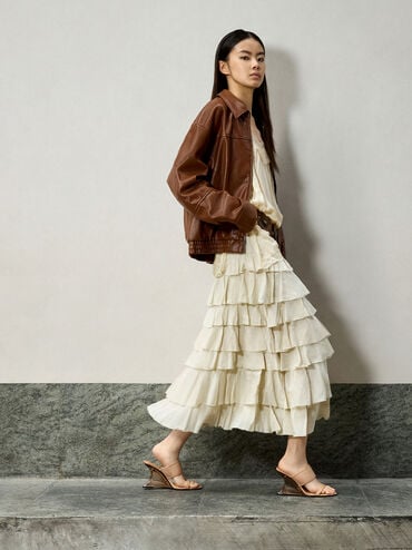 Mesh Sculptural-Heel Wedges, Nude, hi-res