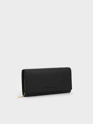 Muriel Front Flap Long Wallet, Black, hi-res