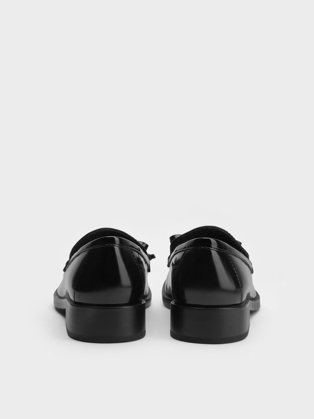 Circle-Charm Bow Loafers, Black Box, hi-res