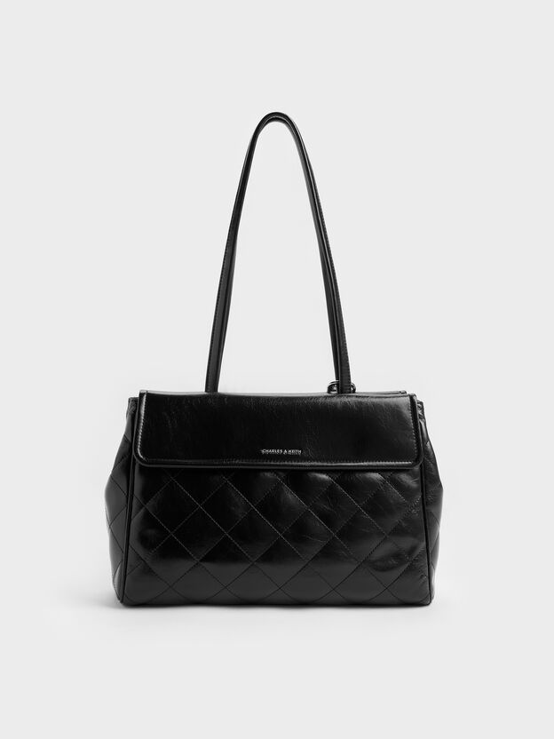 XL Apfra Quilted Tote Bag, Noir, hi-res