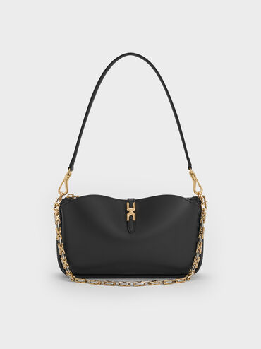 Adalyn Chain Shoulder Bag, Black, hi-res