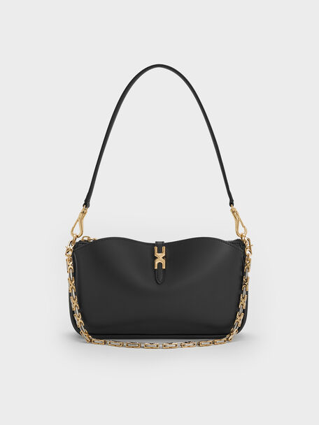 Adalyn Chain Shoulder Bag, Black, hi-res