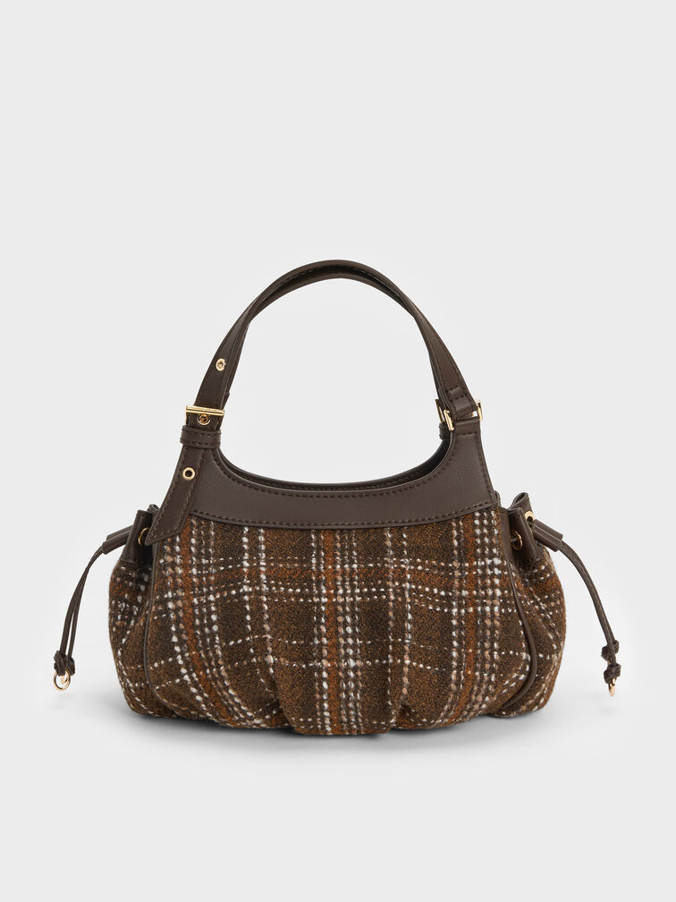 Mini Lillith Checkered Drawstring Bucket Bag, Multi, hi-res