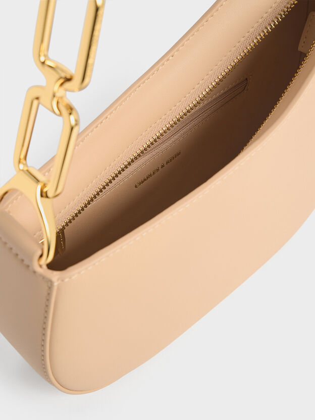Agatha Chain-Strap Shoulder Bag, Beige, hi-res