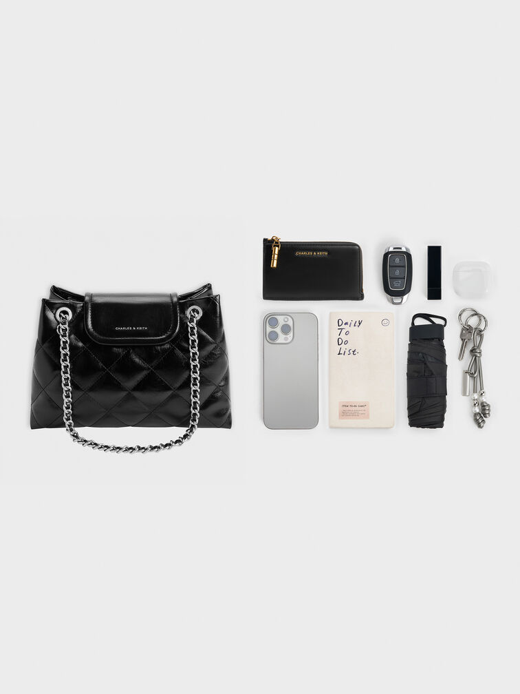 Apfra Quilted Shoulder Bag, Noir, hi-res