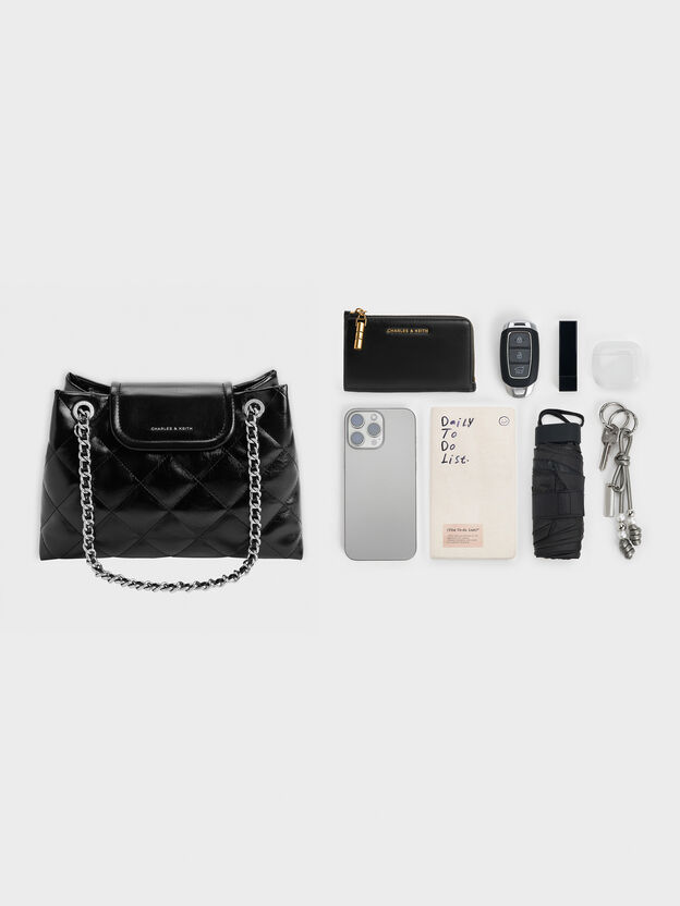 Apfra Quilted Shoulder Bag, Noir, hi-res