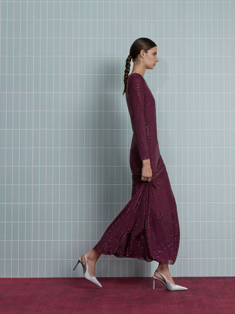 Satin Teardrop-Crystal Stiletto-Heel Slingback Pumps, Silver, hi-res