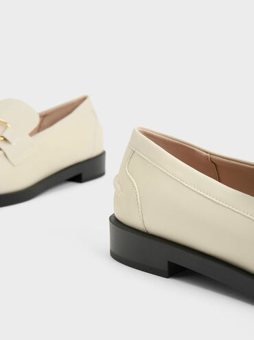 Leslie Metallic-Accent Loafers, Chalk, hi-res