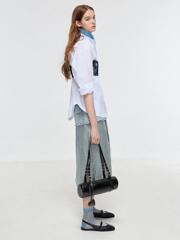Rey Elongated Shoulder Bag, Black, hi-res