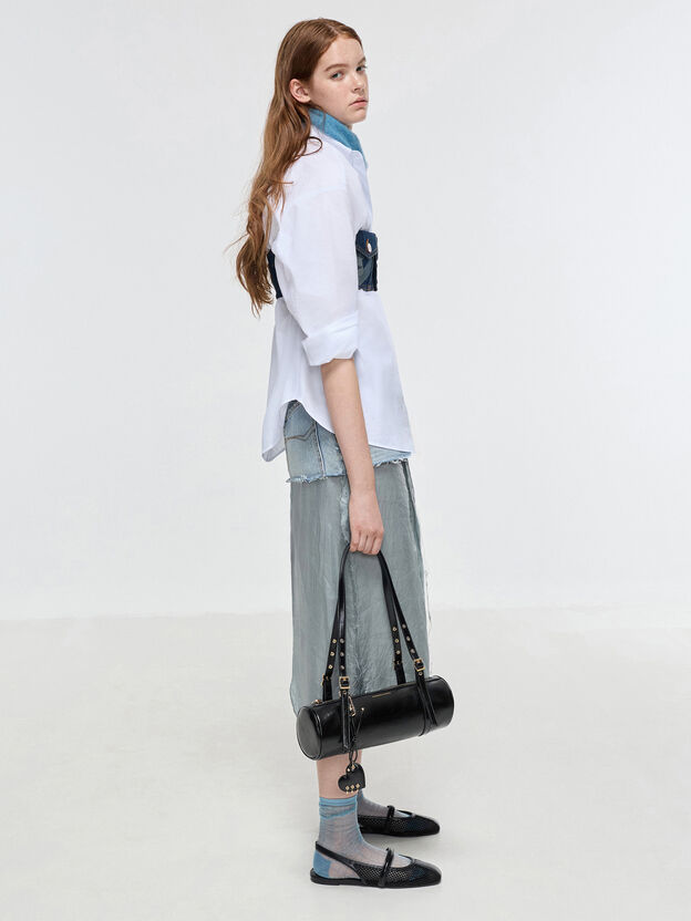 Rey Elongated Shoulder Bag, Black, hi-res