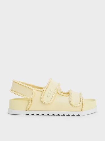 Pearl-Embellished Flatform Sandals, Butter, hi-res