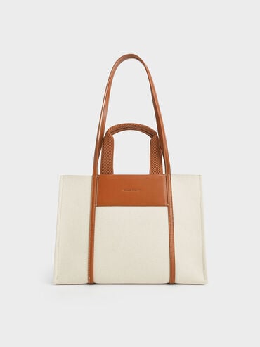 Shalia Canvas Tote Bag, Cognac, hi-res