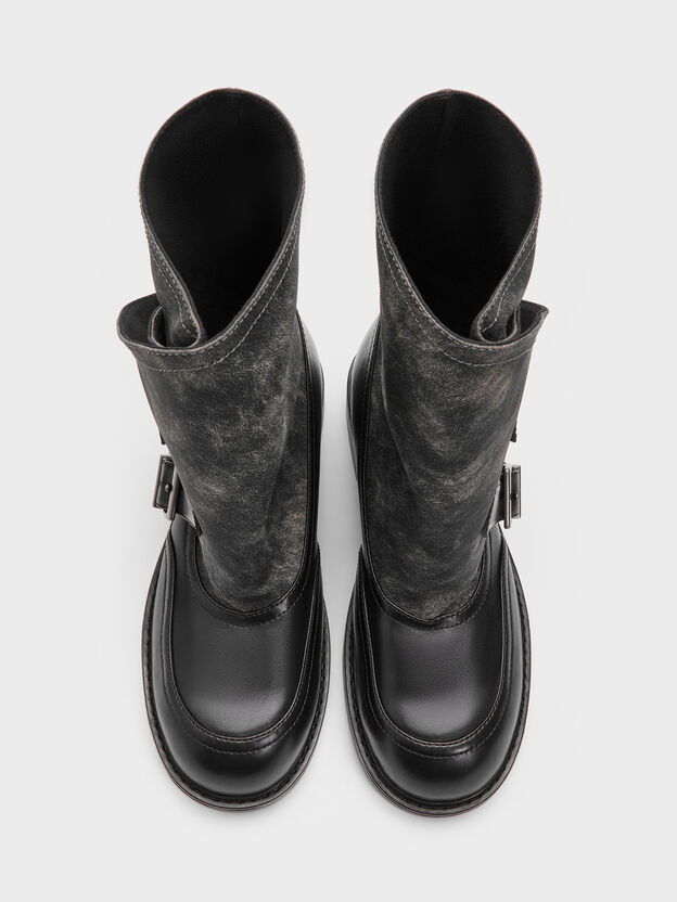 Aether Buckled Calf Boots, Dark Grey, hi-res