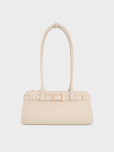 Jody Genuine Leather Belted Shoulder Bag, Antique Chalk, hi-res