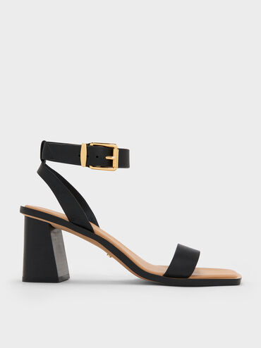 Leather Block-Heel Ankle-Strap Sandals, Black, hi-res