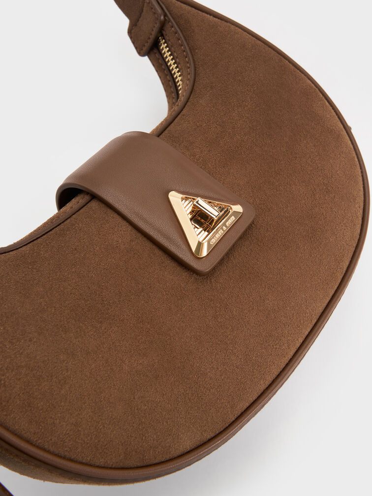 Trice Recycled Suede Metallic-Accent Belted Shoulder Bag, , hi-res