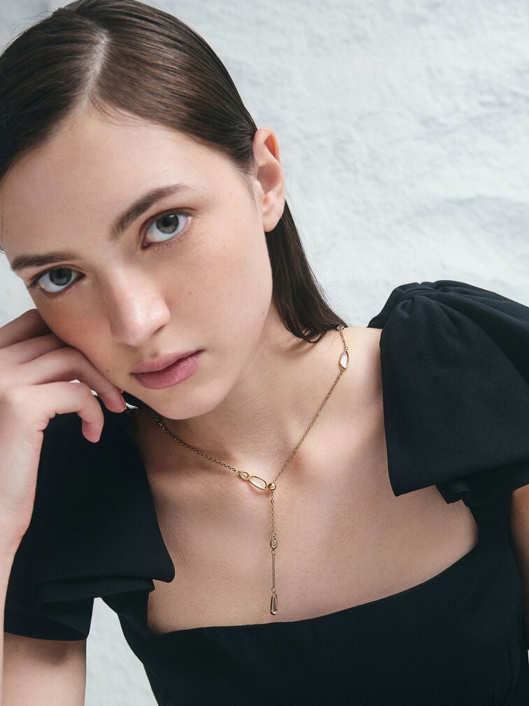 Evangeline Multi-Crystal Necklace, Gold, hi-res