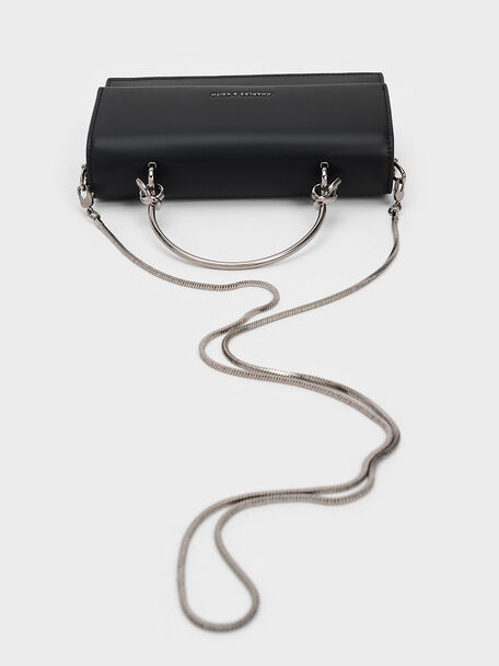 Kristine Sculptural-Handle Long Wallet, Noir, hi-res