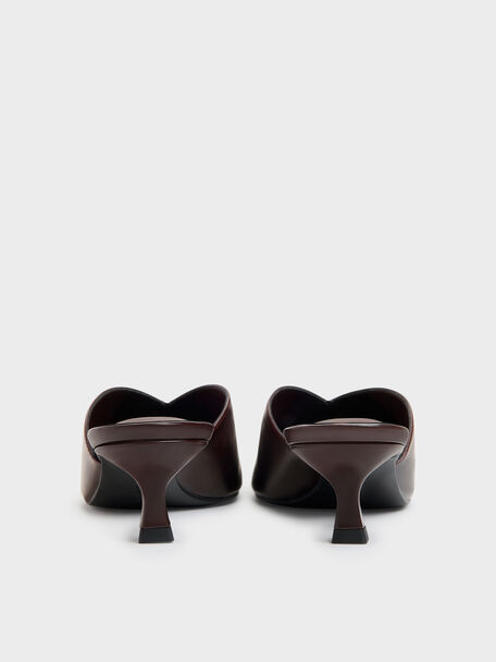 Contrast-Panel Bow Kitten Heels, Dark Brown, hi-res